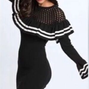 Venus Elegant Black and White Knit Dress